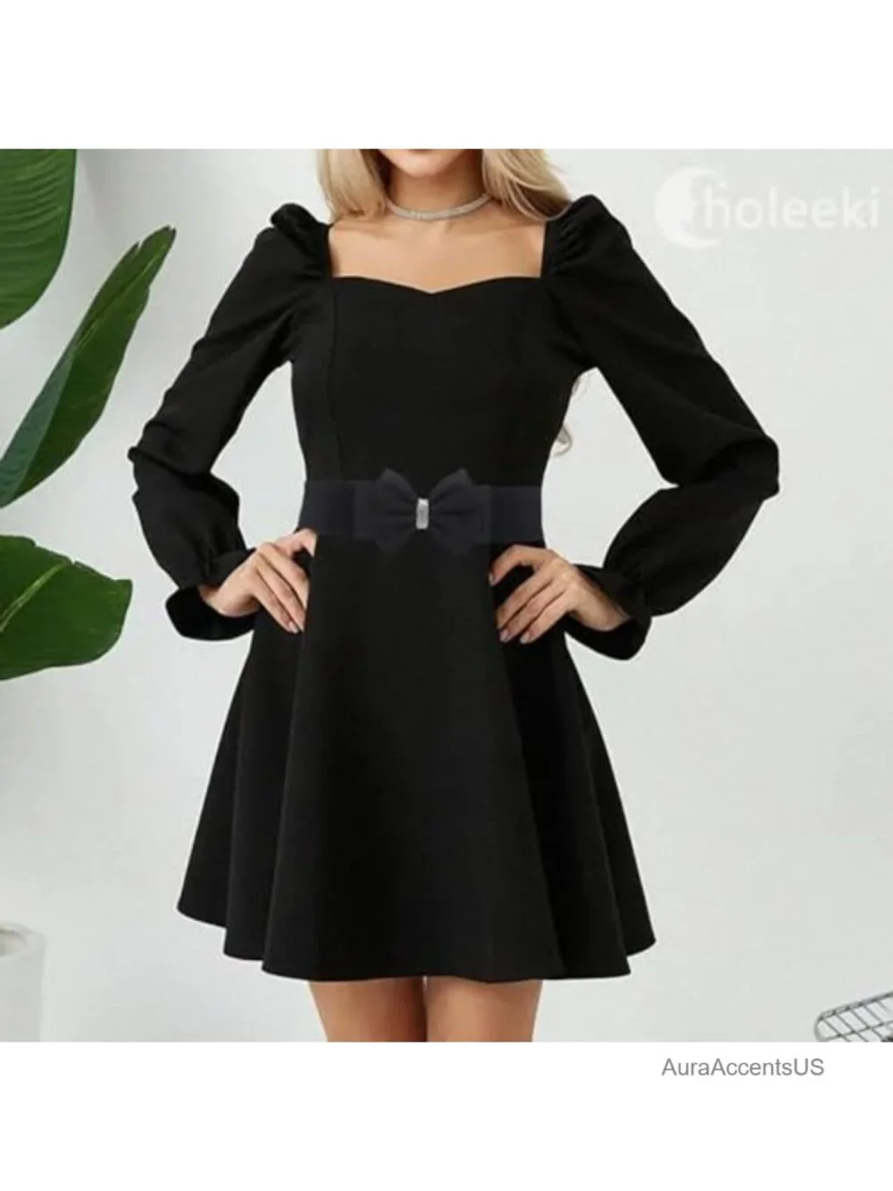 Rhinestone Bow Stretch Belt for Dresses Jeans Waist Accessory